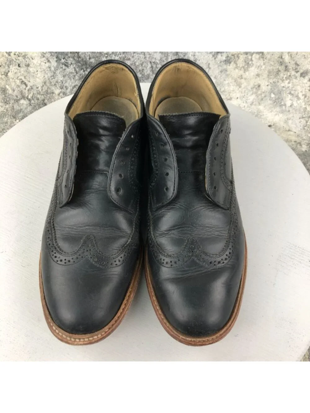 Frye Men's Size 11.5D James Black Leather Brogue Wingtip Oxfords Dress Shoes
